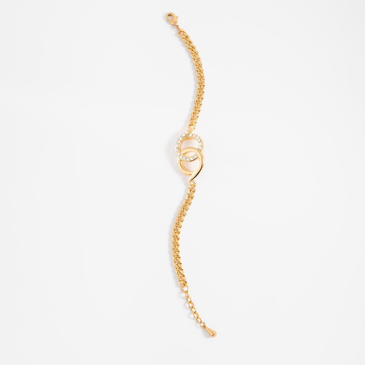Pulsera en baño de oro eslabones con círculos y piedras brillante