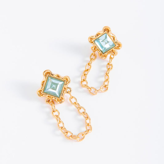 Aretes con piedra aguamarina