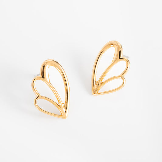 Aretes en baño de oro diseño inspiración alas modernas