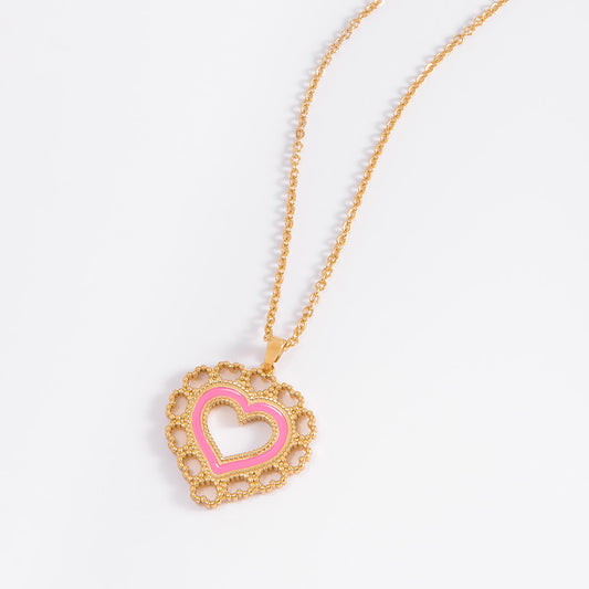 Collar corazón rosa