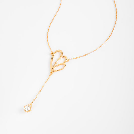 Collar en baño de oro diseño pétalos y piedra toque brillante