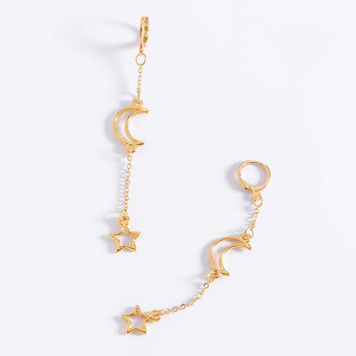Aretes largos luna estrella
